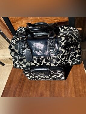 Coach black and white purse with matching wallet